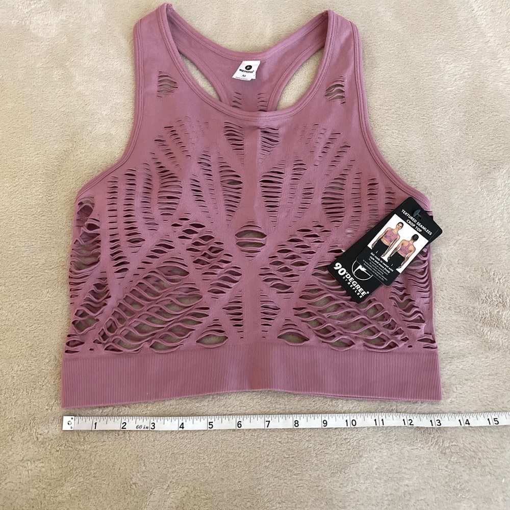 ***SOLD***90 Degree by Reflex Textured Seamless Crop Top - Size M - Picture 8 of 9